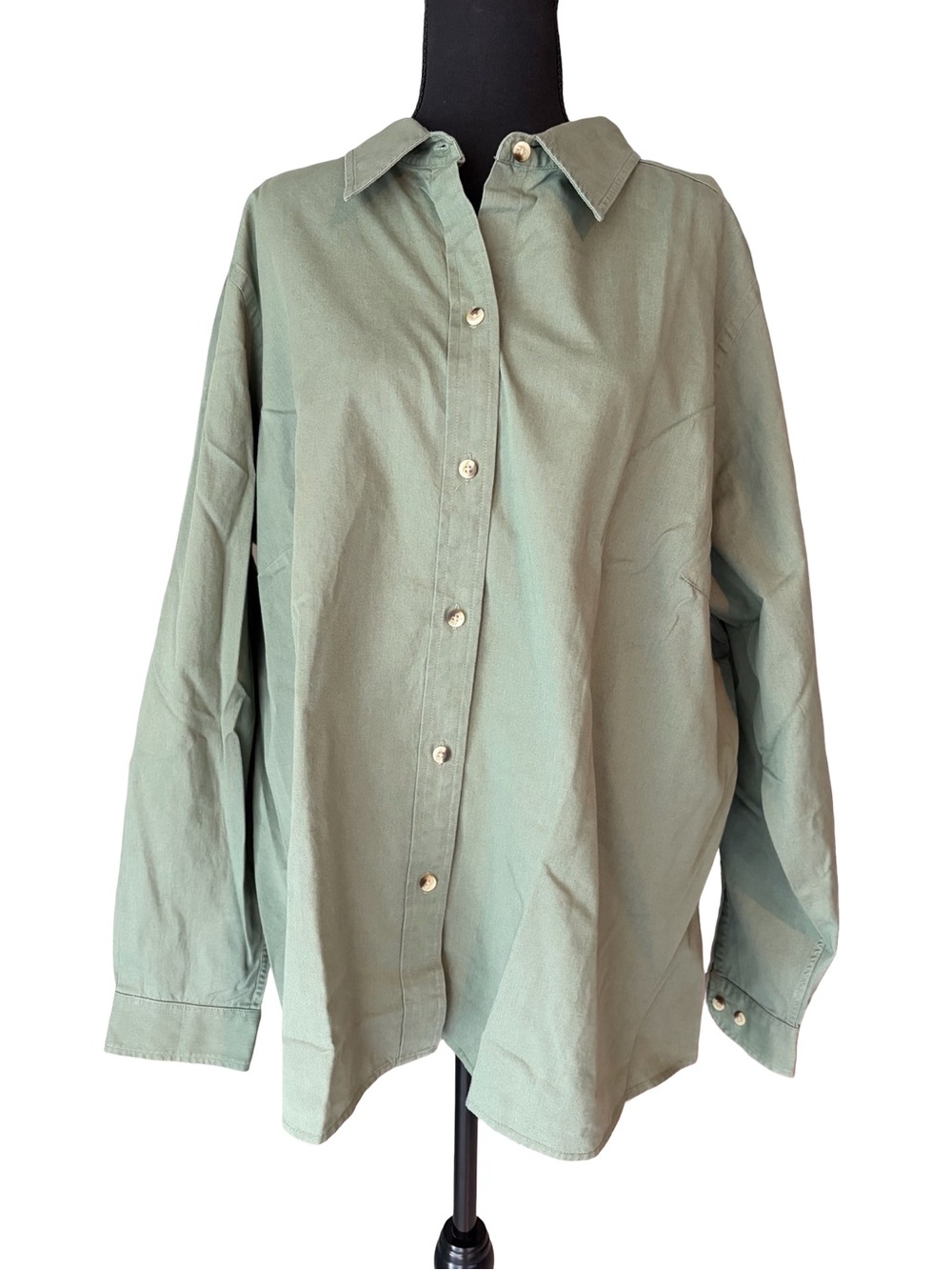L.L. Bean Women's Olive Green Button-Front Shirt